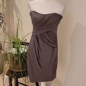 Nicole Miller silk blend strapless grey dress